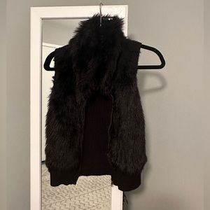 Black Faux Fur Vest with Zipper